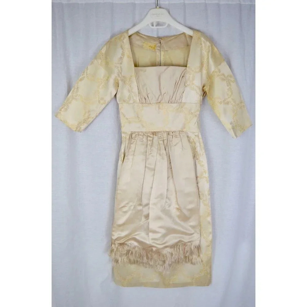 Vintage 1950's Beige Brocade Party Bridesmaid Dres